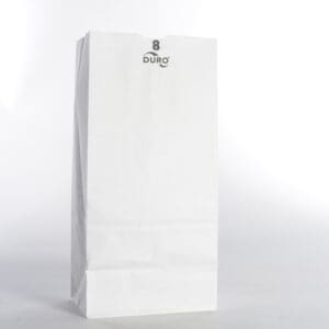 A white paper bag with a clip on the side.