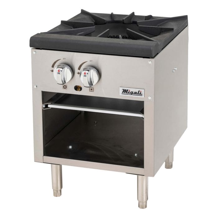 A stove with two burners and one oven.